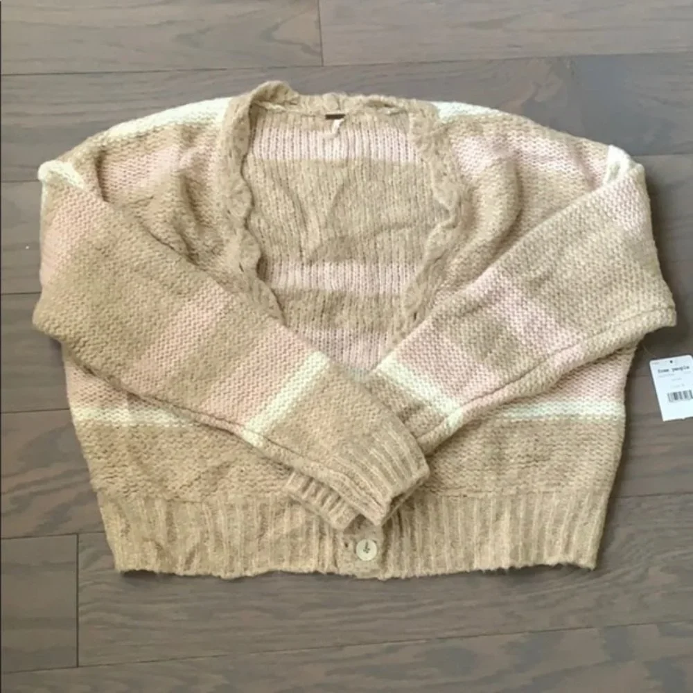 Nwt Free People Fine Time Striped Cardigan Sweater - Picture 4 of 7